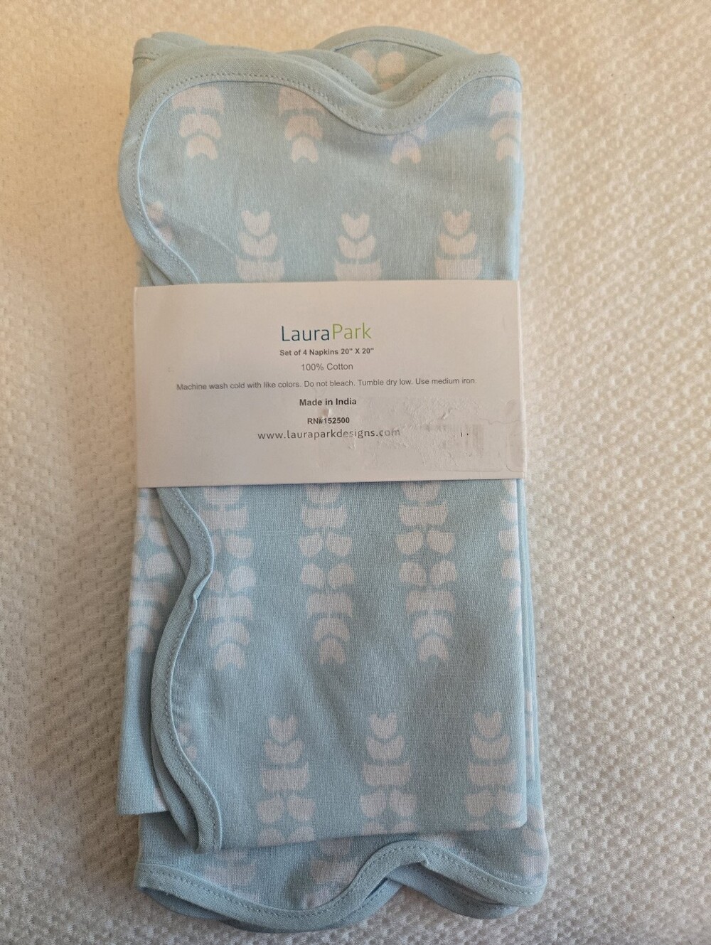 Laura Park Light Blue Printed Cotton Napkins - Set of 4 - Picture 5 of 5
